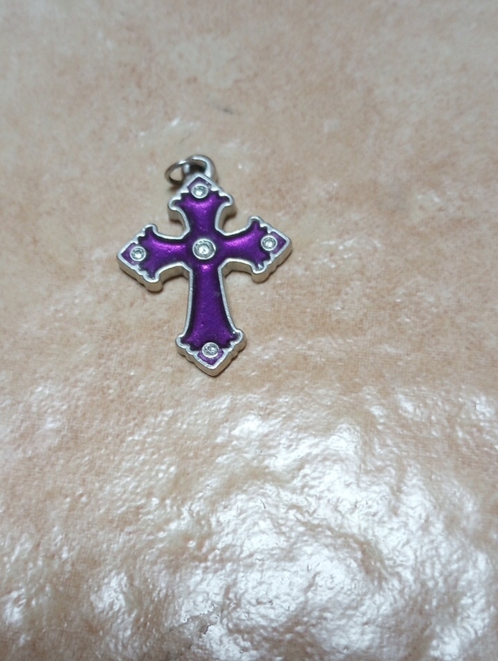 Purple Cross Pendant Charm with Crystal Accents - Picture 4 of 5